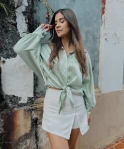 Alternative view of MINT SATIN BLOUSE
